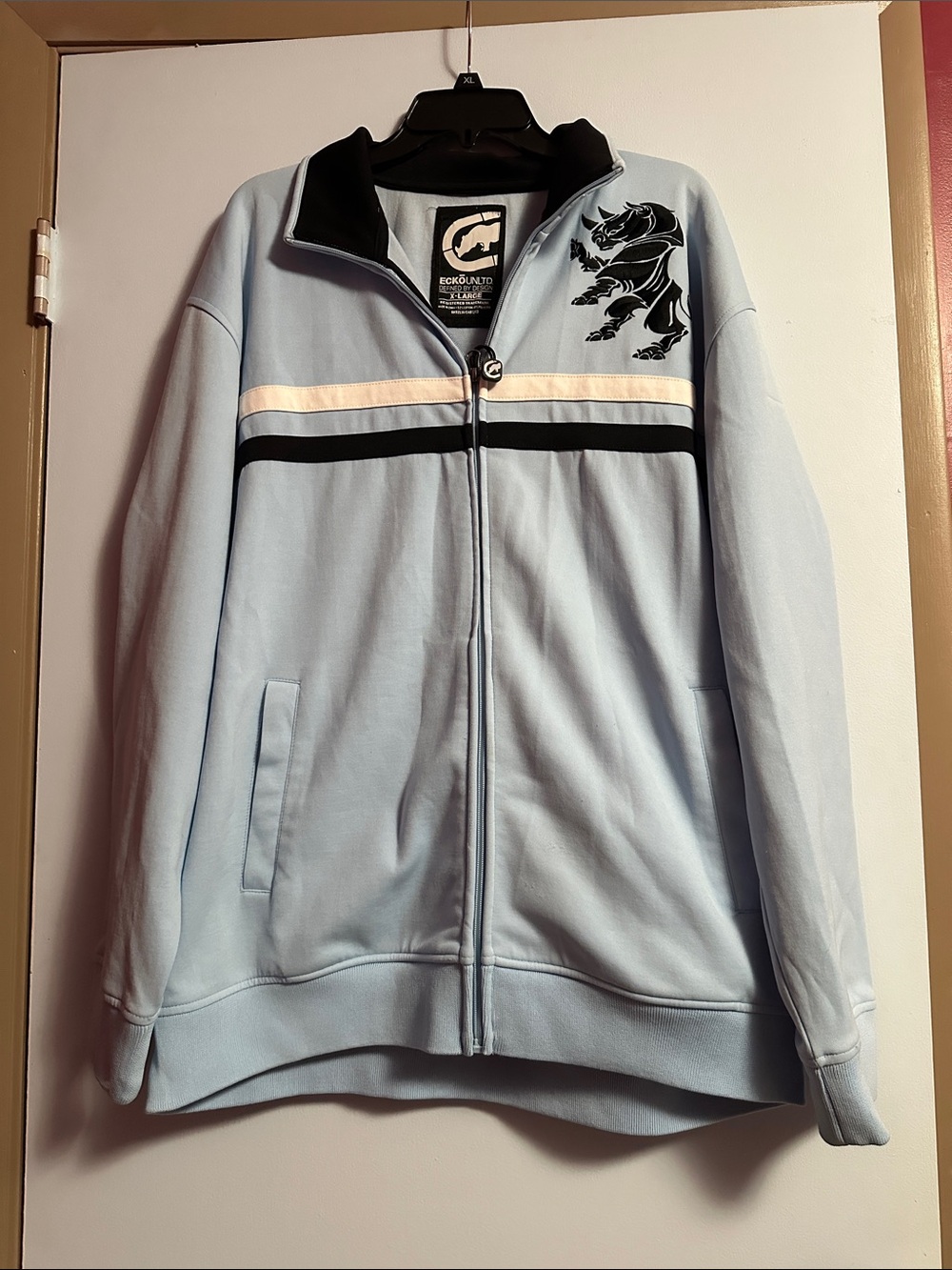 Ecko Unlimited Pale Blue Zip-Up Track Jacket with Black Trim